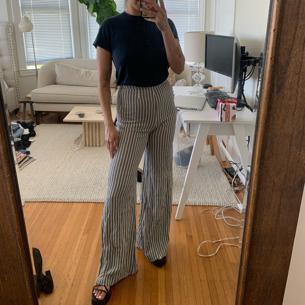 Reformation Striped Linen Flare Pants size Small
